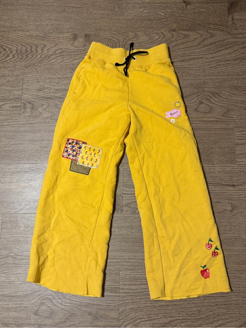 Nike Yellow Wide Leg Sweatpants with Embroidered Patches